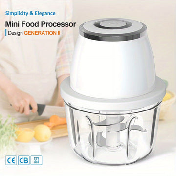 USB Mini Food Processor, 304 Stainless Steel 350ml Generation II Portable Handheld Rechargeable Food Chopper & Processor Spice Slicer - Imported from UK